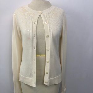GAP Cream Sequin Cardigan
